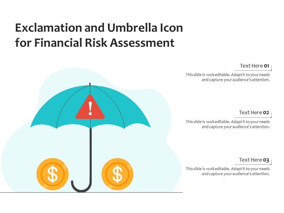 Exclamation and umbrella icon for financial risk assessment Slide01