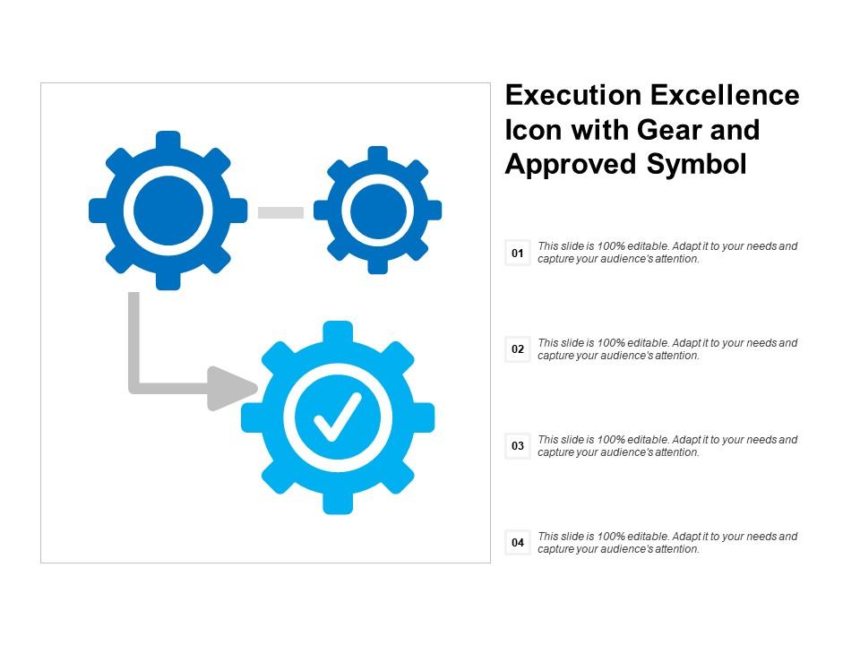 Execution excellence icon with gear and approved symbol Slide01
