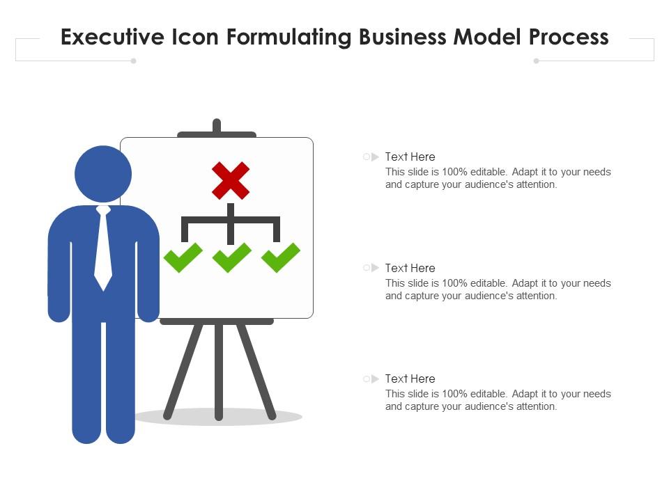 Executive icon formulating business model process Slide01