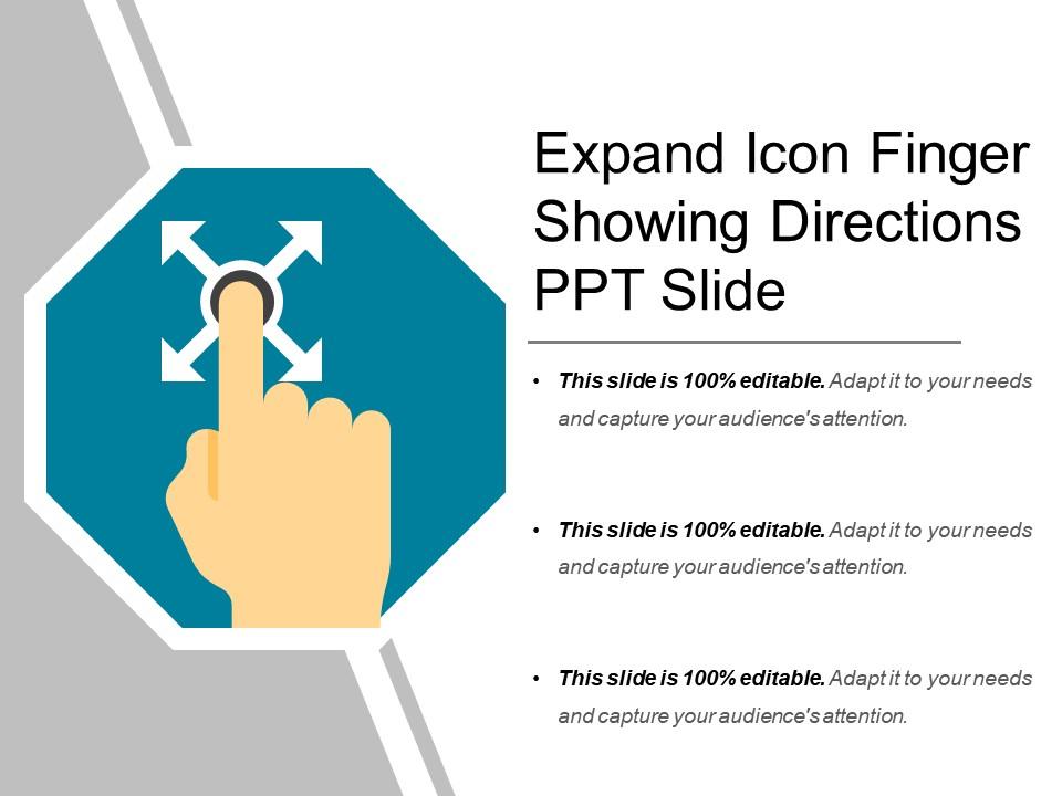 Expand icon finger showing directions ppt slide Slide01