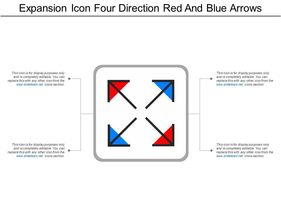 Expansion icon four direction red and blue arrows Slide01