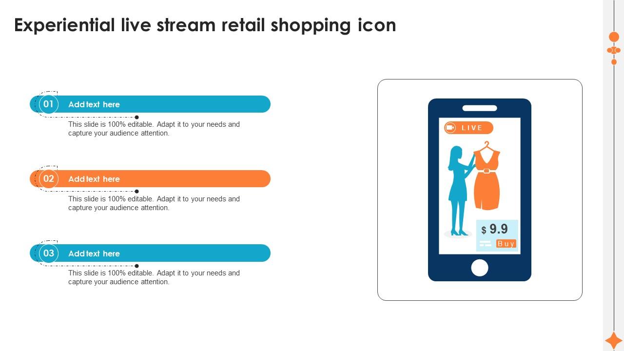 Experiential Live Stream Retail Shopping Icon Ppt Sample