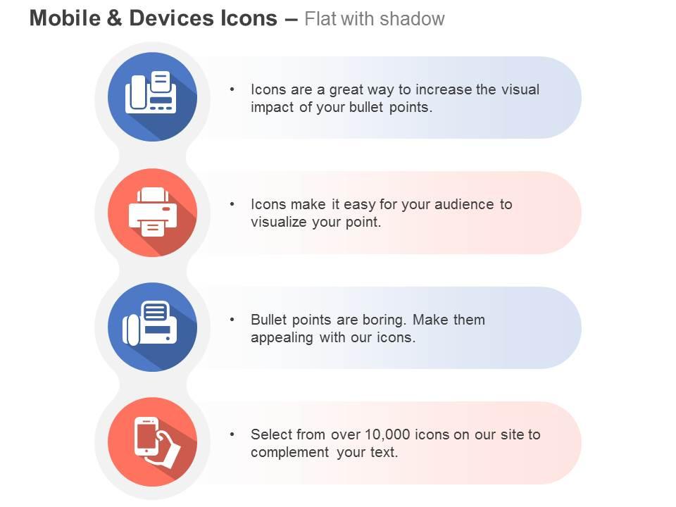 Fax machine print option mobile use ppt icons graphics Slide01
