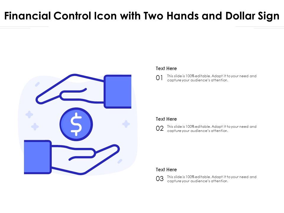 Financial control icon with two hands and dollar sign Slide01