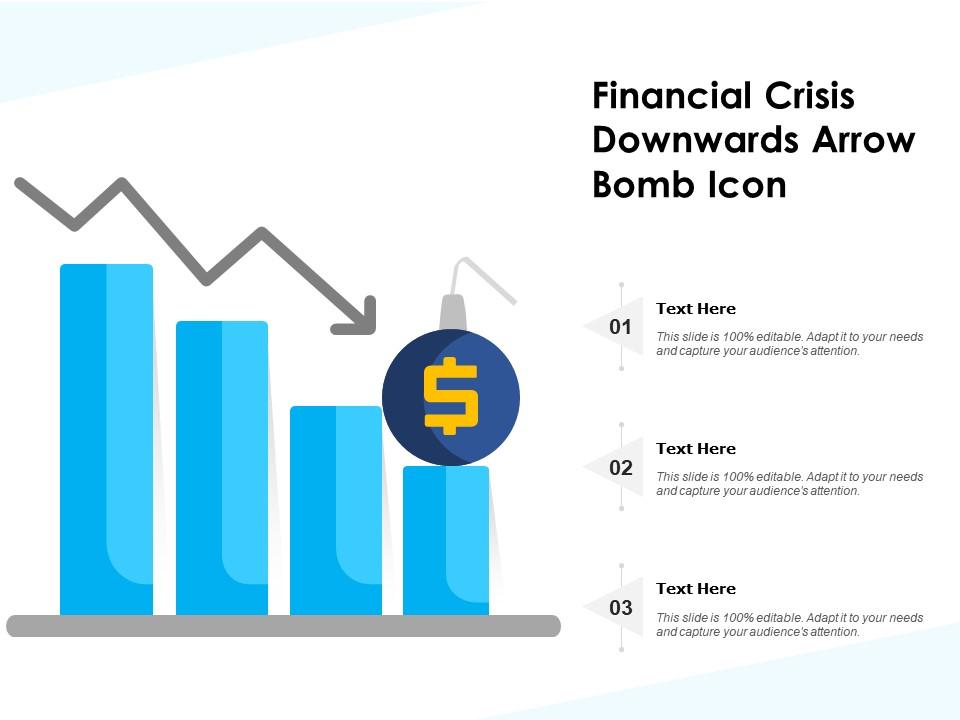 Financial crisis downwards arrow bomb icon Slide01