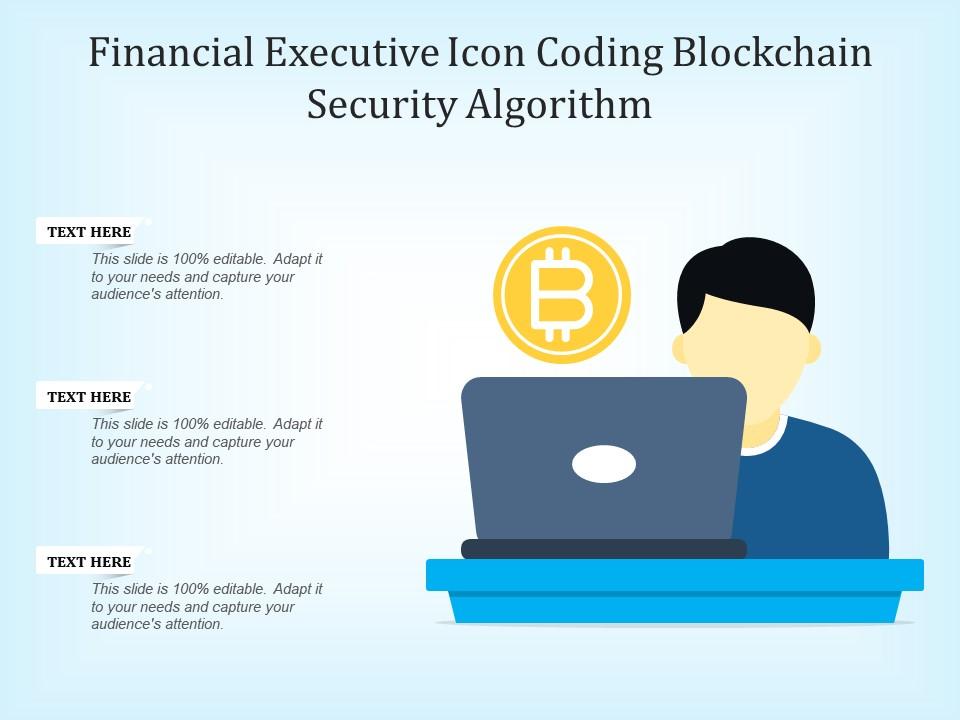 Financial executive icon coding blockchain security algorithm Slide01