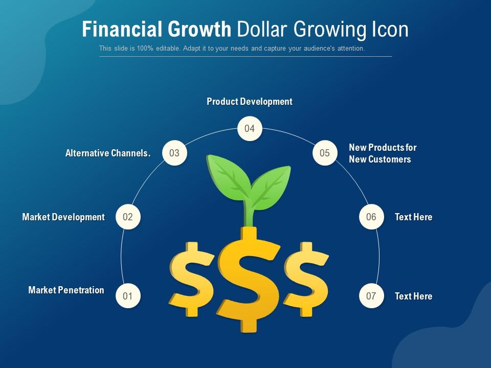Financial growth dollar growing icon Slide01
