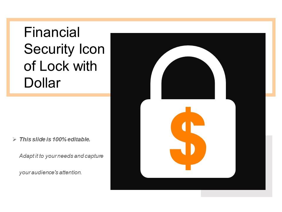 Financial security icon of lock with dollar Slide01