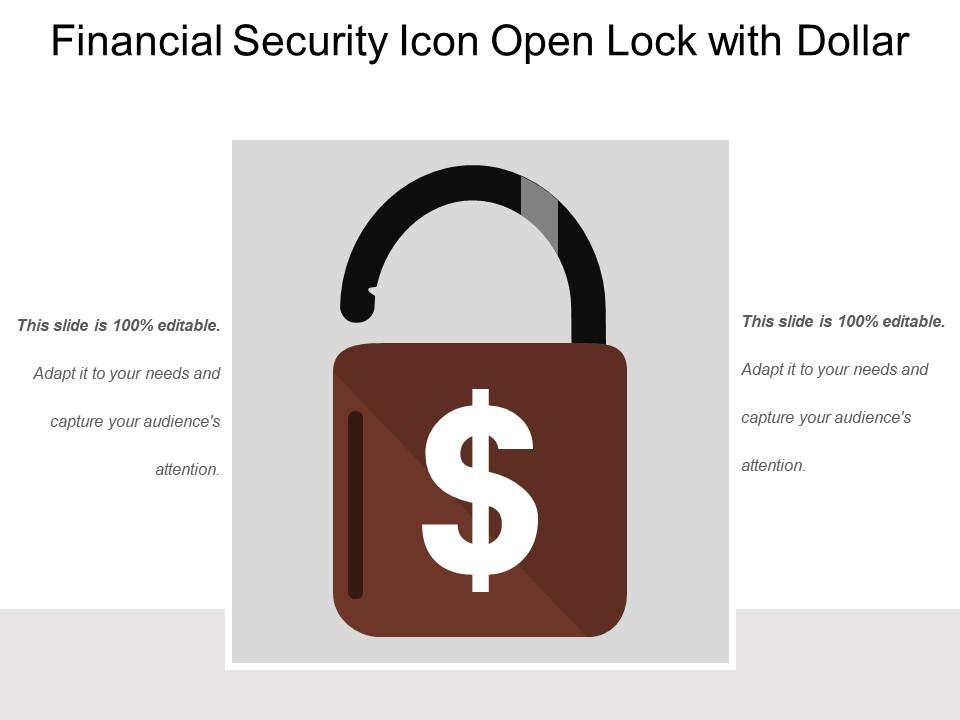 Financial security icon open lock with dollar Slide01
