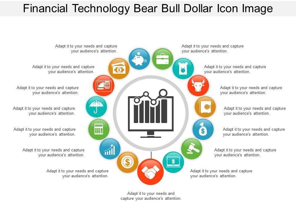 Financial technology bear bull dollar icon image Slide01