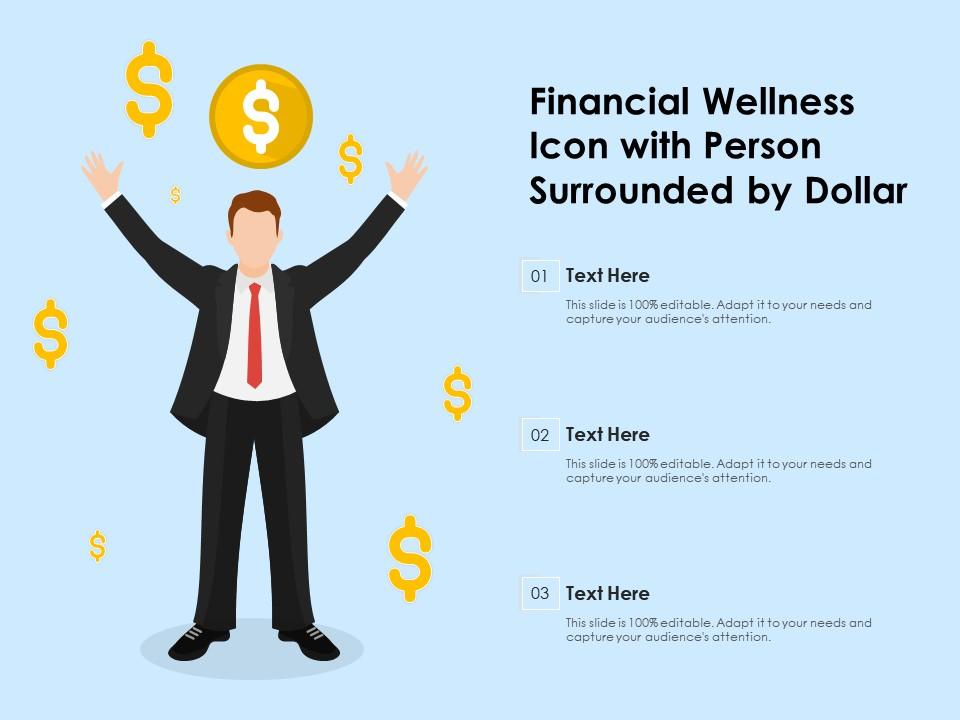 Financial wellness icon with person surrounded by dollar Slide01