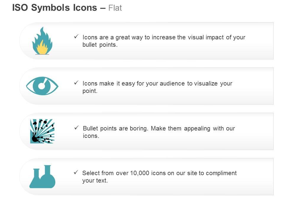 Fire eye and face explosive glassware hazard iso icons for powerpoint Slide01