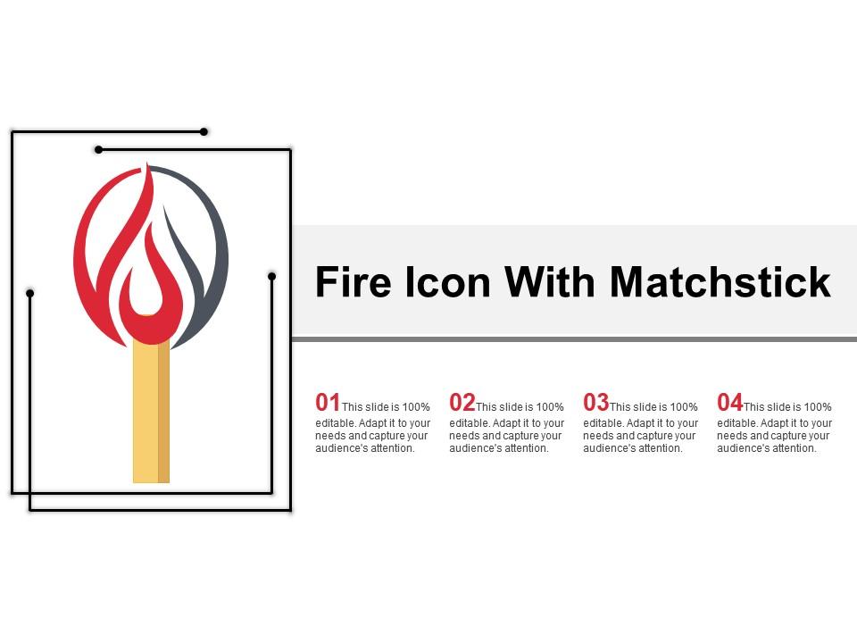 Fire icon with matchstick ppt slide examples Slide01