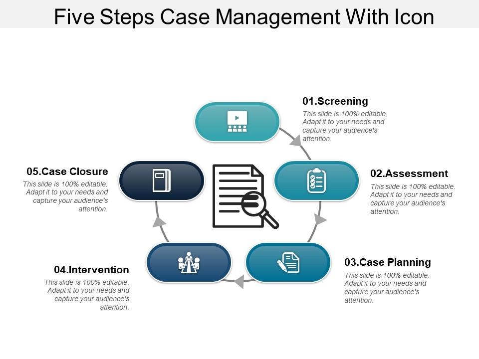 Five steps case management with icon Slide01