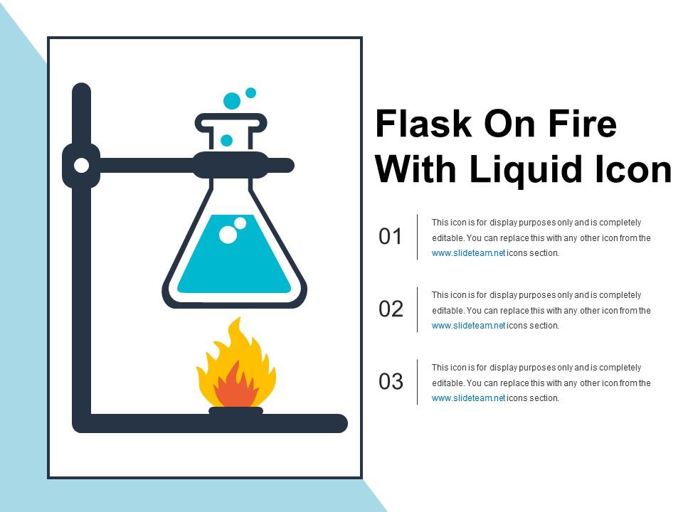Flask on fire with liquid icon Slide01