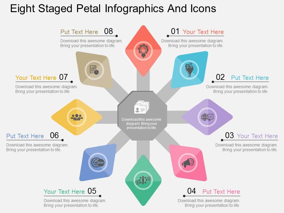 Fo eight staged petal infographics and icons flat powerpoint design Slide01