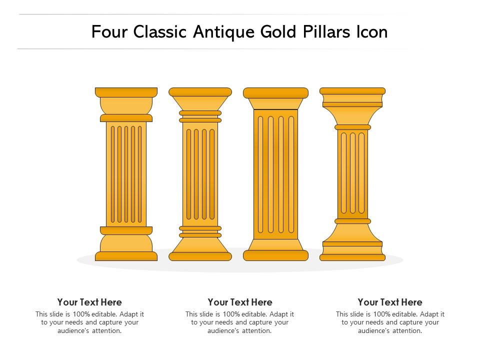 Four classic antique gold pillars icon Slide01