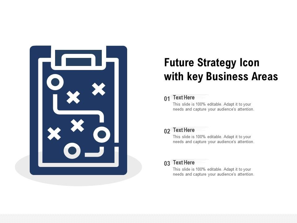 Future strategy icon with key business areas Slide01