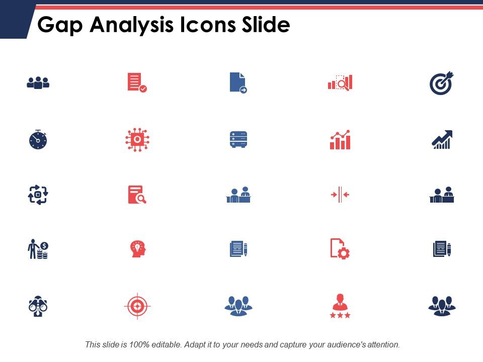 Gap analysis icons slide growth arrow c406 ppt powerpoint presentation styles grid Slide01