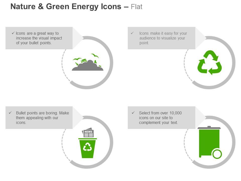 Garbage dump recycling paper reuse bin ppt icons graphics Slide01