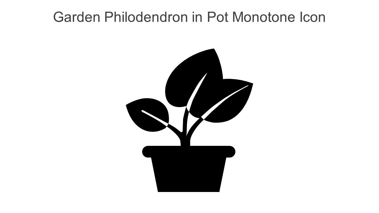 Garden Philodendron In Pot Monotone Icon In Powerpoint Pptx Png And Editable Eps Format