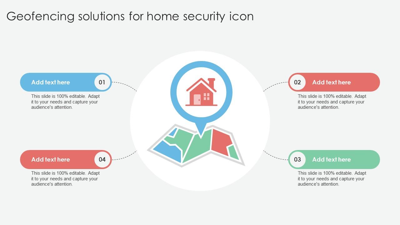 Geofencing Solutions For Home Security Icon Ppt Sample