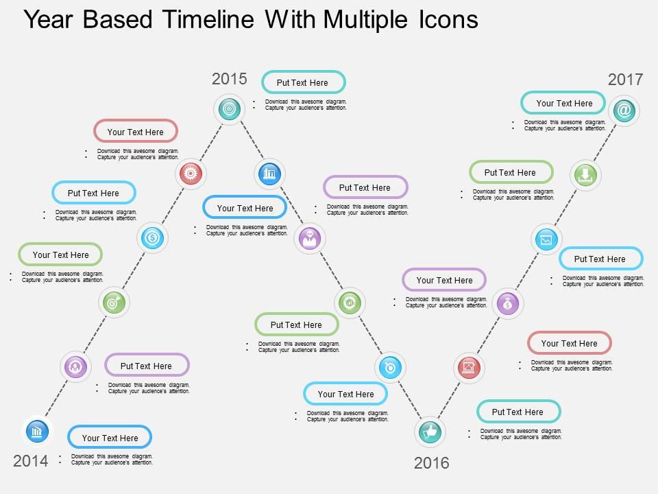 Gl year based timeline with multiple icons powerpoint template Slide01