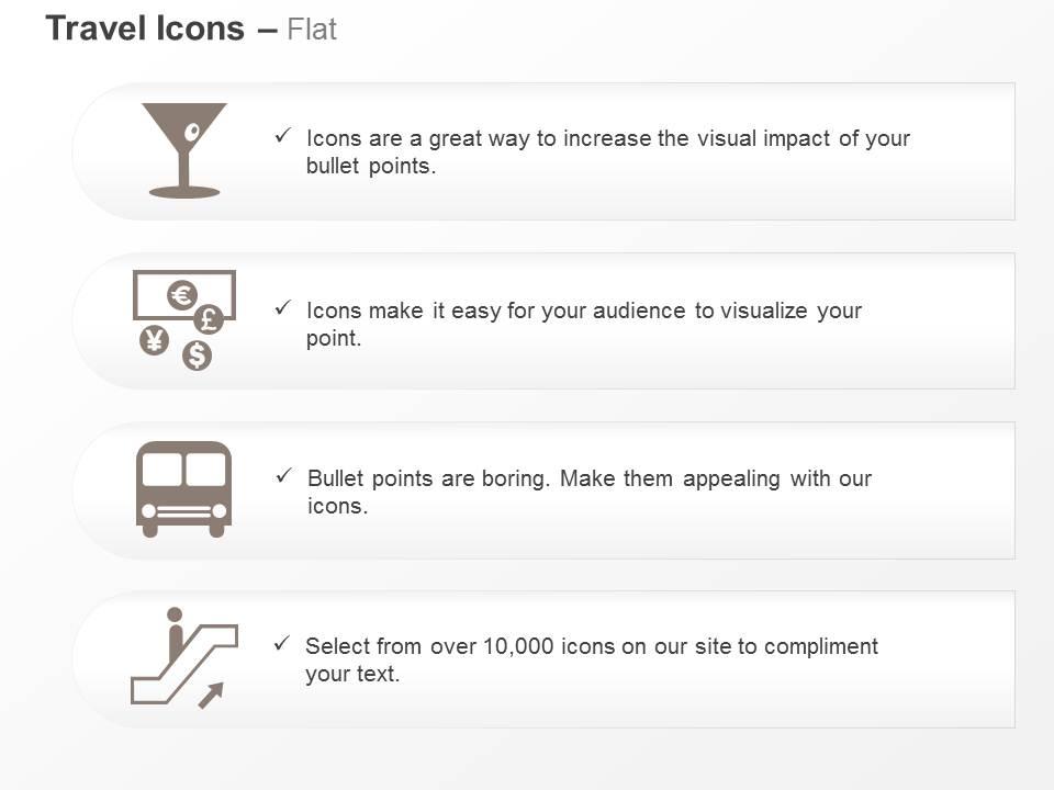 Glass currencies bus elevator ppt icons graphics Slide01
