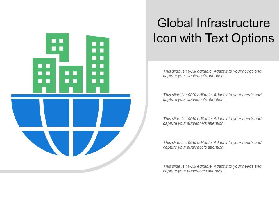 Global infrastructure icon with text options Slide01