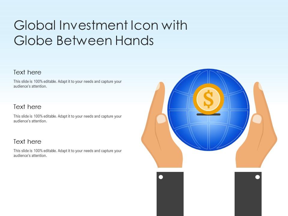 Global investment icon with globe between hands Slide01