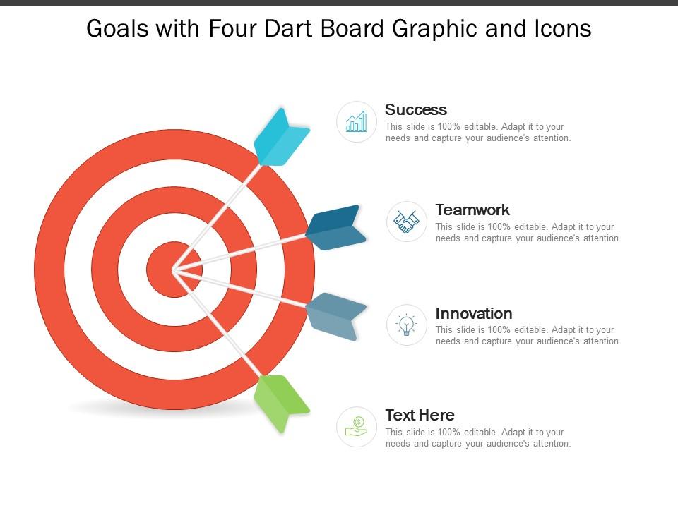 Goals with four dart board graphic and icons Slide01