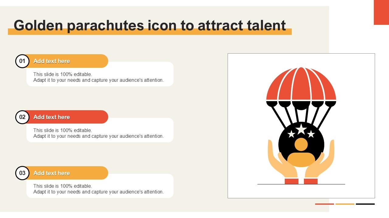 Golden Parachutes Icon To Attract Talent Ppt PowerPoint