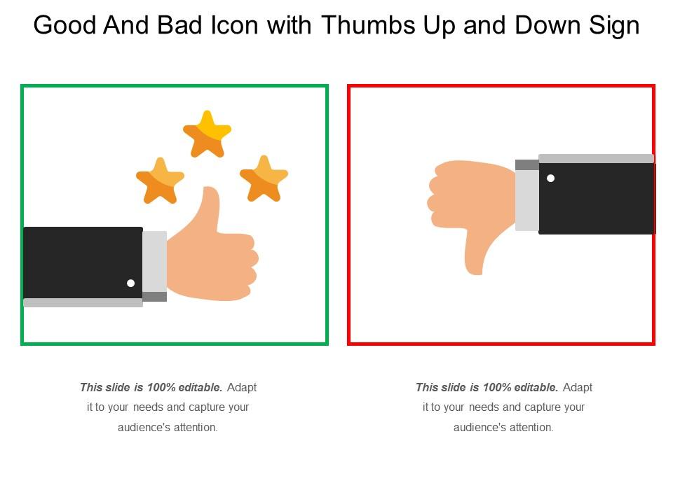 Good and bad icon with thumbs up and down sign Slide01