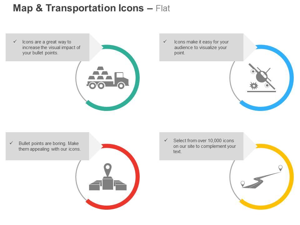 Goods transportation aircraft location specific good delivery road ppt icons graphics Slide01