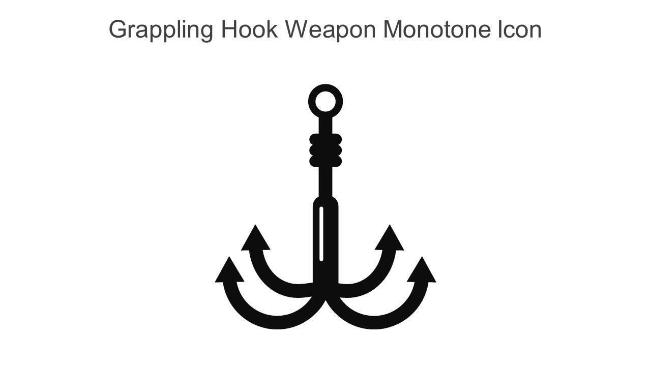 Grappling Hook Weapon Monotone Icon In Powerpoint Pptx Png And Editable Eps Format