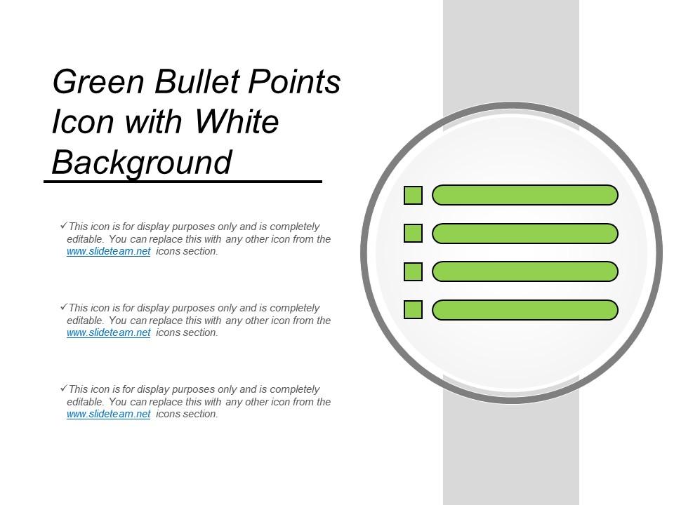 Green bullet points icon with white background Slide01