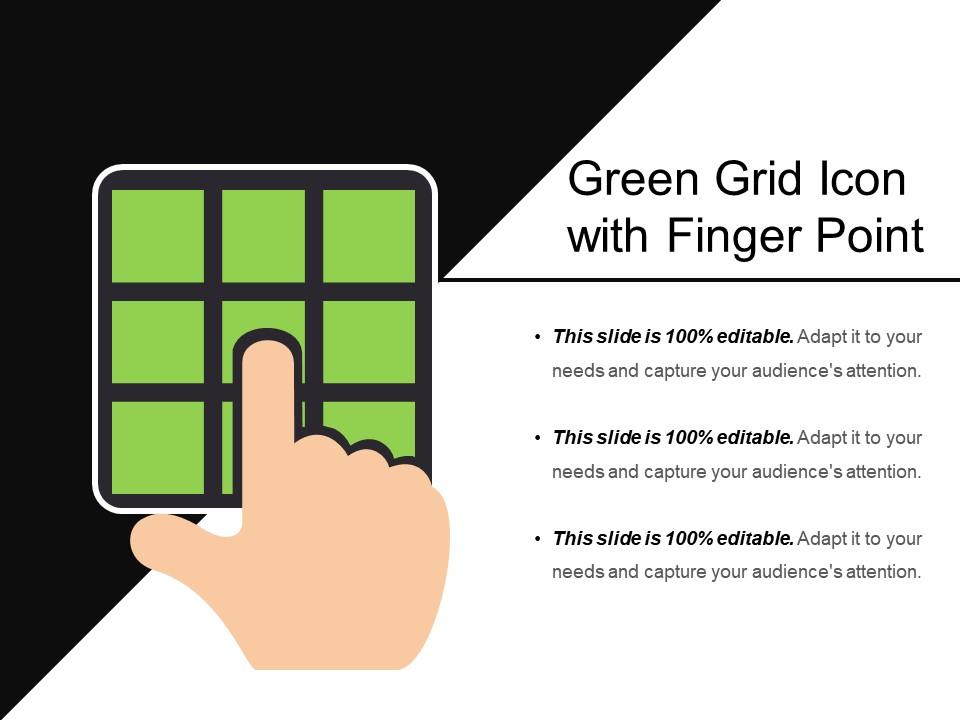 Green grid icon with finger point Slide01