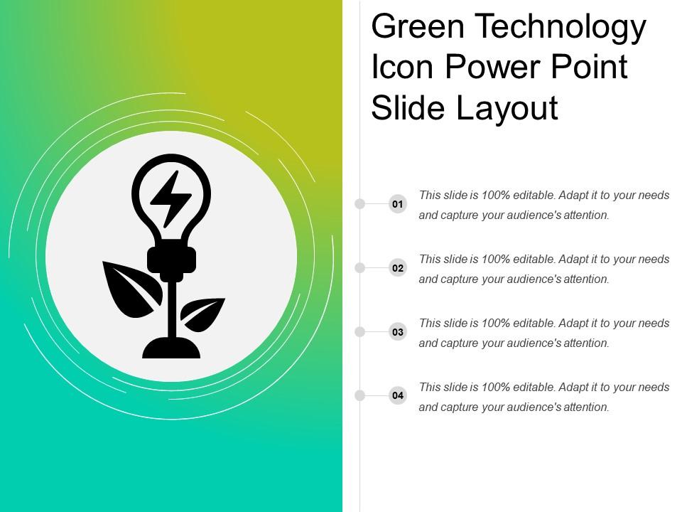 Green technology icon power point slide layout Slide01