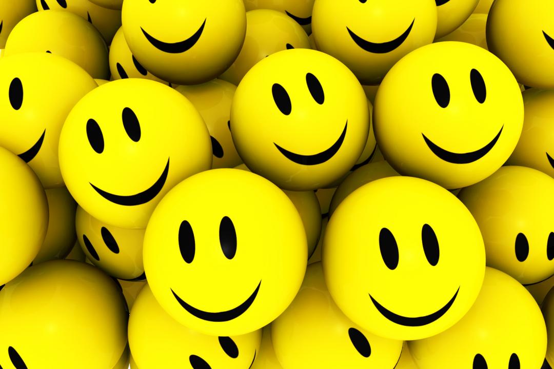 Group of happy yellow smiley icons stock photo Slide01