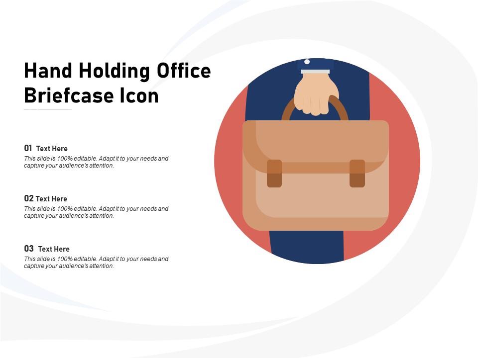 Hand holding office briefcase icon Slide01