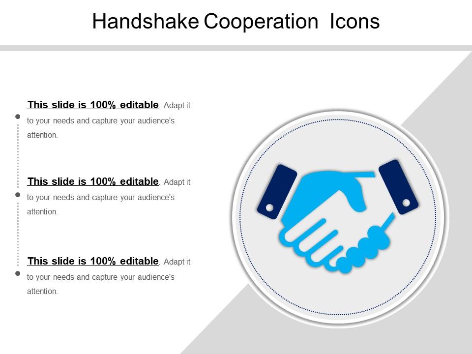 Handshake cooperation icons ppt presentation Slide01