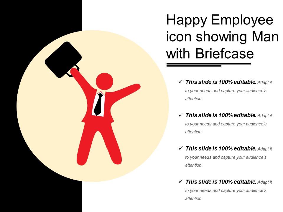 Happy employee icon showing man with briefcase Slide01