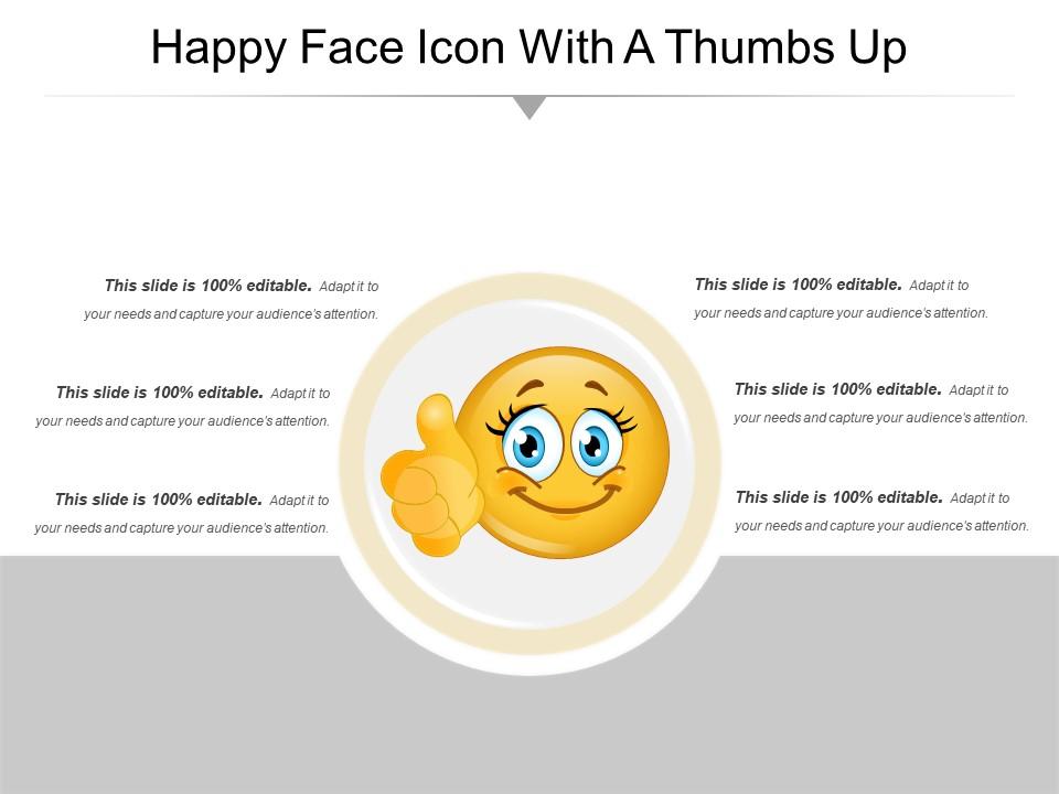 Happy face icon with a thumbs up Slide01