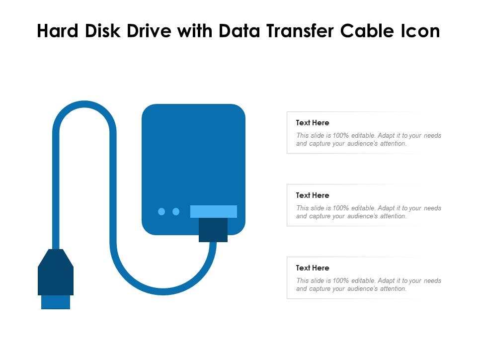 Hard disk drive with data transfer cable icon Slide01