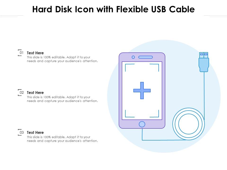 Hard disk icon with flexible usb cable Slide01