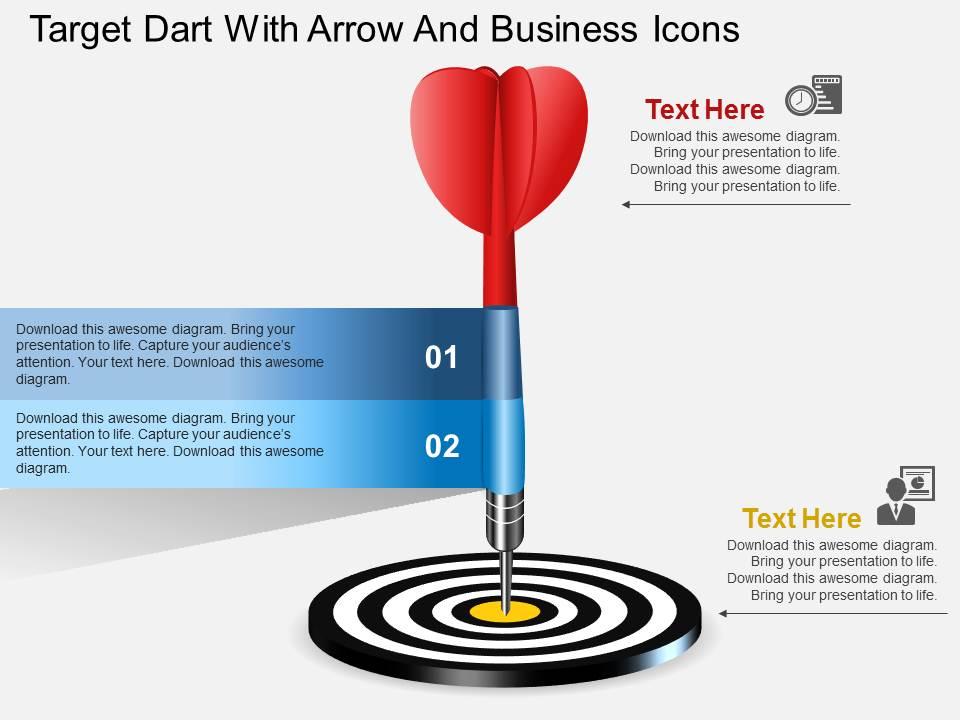 He target dart with arrow and business icons powerpoint template Slide01