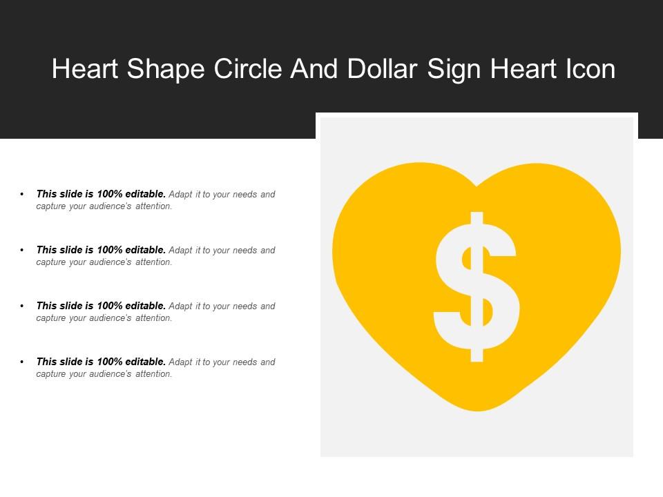 Heart shape circle and dollar sign heart icon Slide01