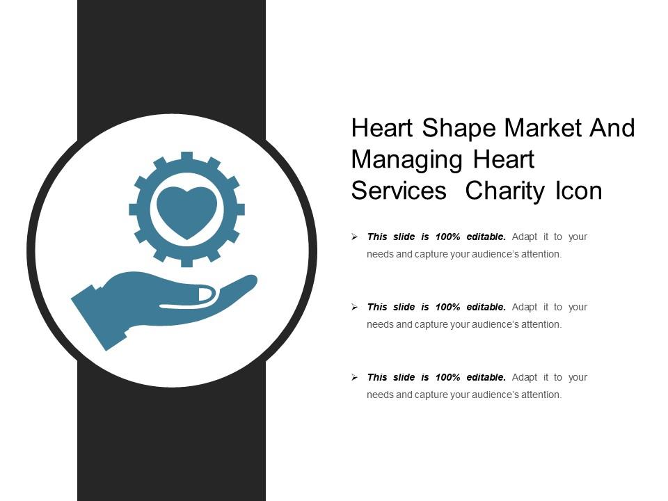 Heart shape market and managing heart services charity icon Slide01