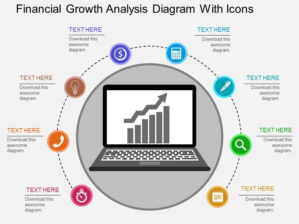 Hg financial growth analysis diagram with icons flat powerpoint design Slide01