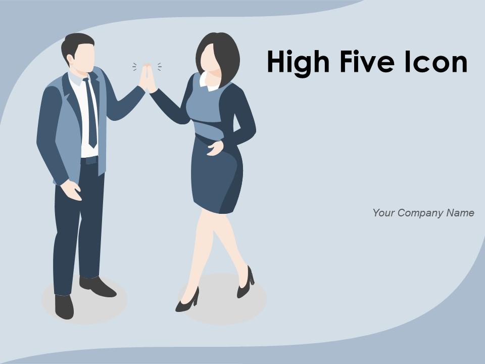 High five icon athletes winning contract completing project representing individual Slide01